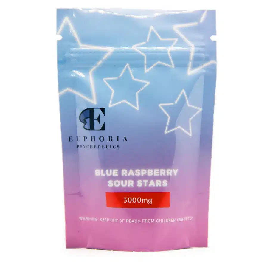 Euphoria Psychedelics Mushroom Edibles – Blue Raspberry Sour Stars 3000mg