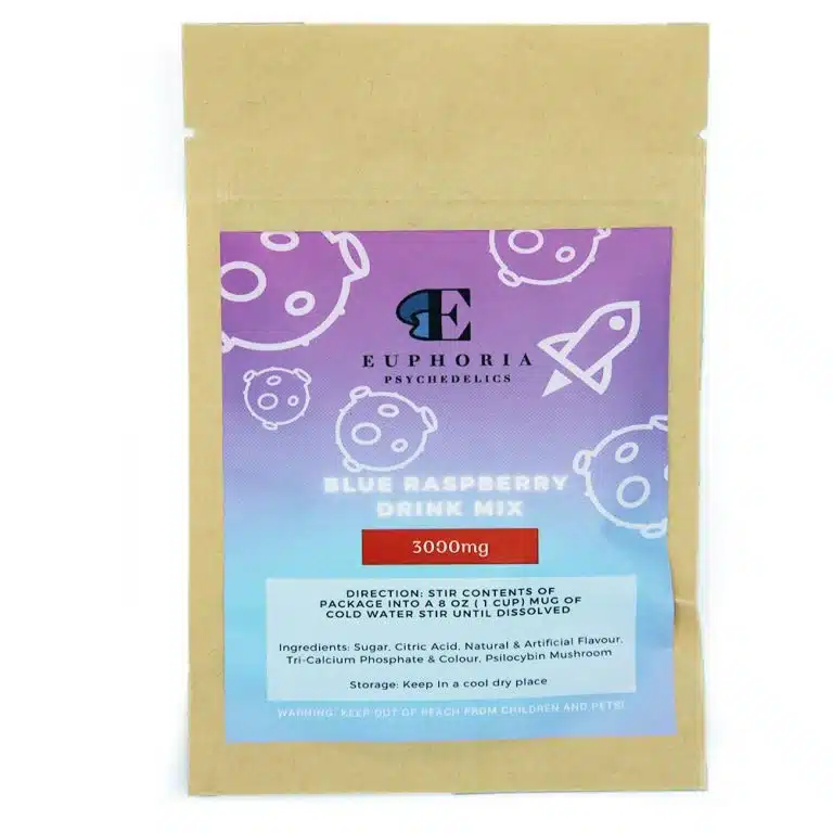 Euphoria Psychedelics Mushroom Edibles – Blue Raspberry Drink Mix 3000mg