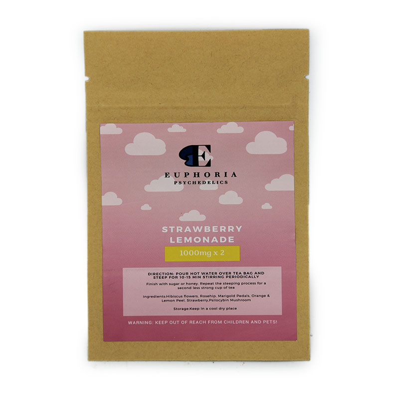 Euphoria Psychedelics Mushroom Edibles – Strawberry Lemonade Tea 1000mg x2